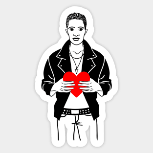 Stylish guy in a jacket with big heart Sticker